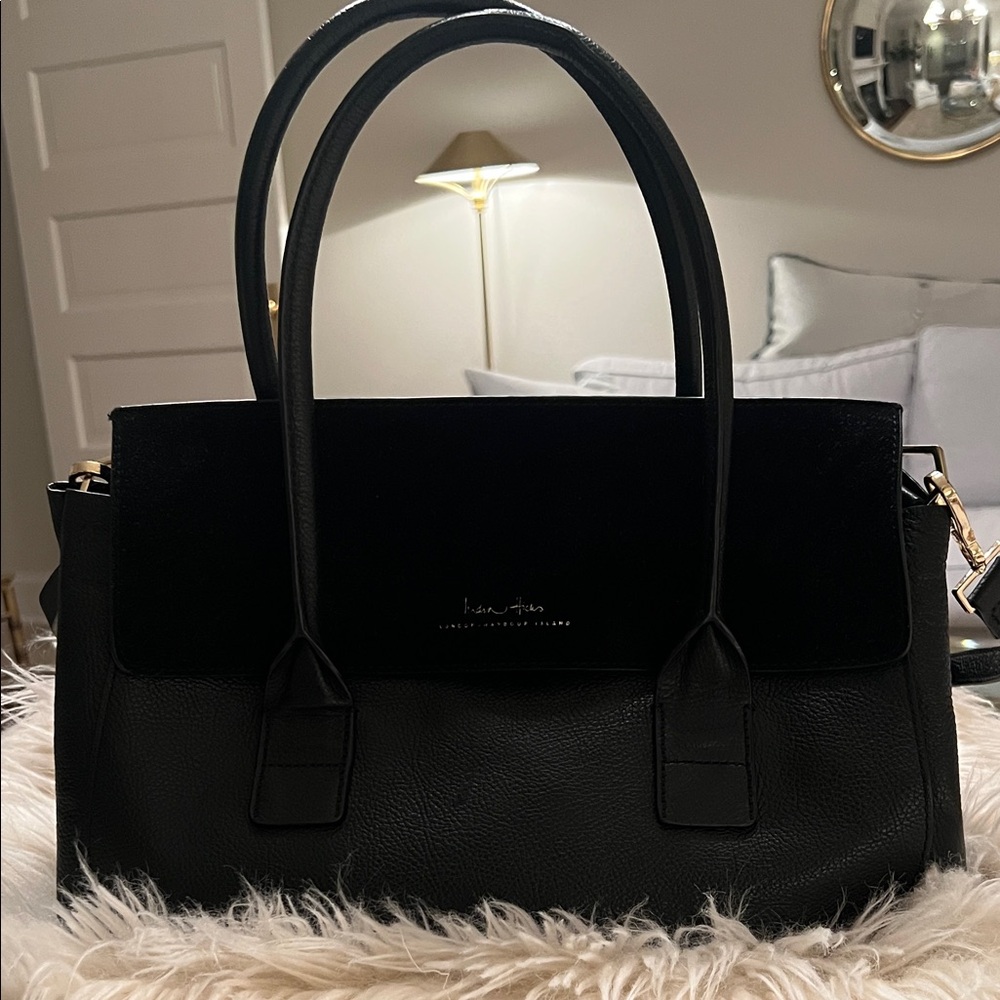India Hicks Black Leather Satchel